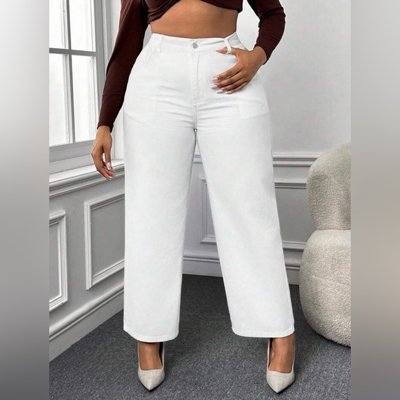 NWOT SXY Plus High Waist Wide Leg Jeans -size 0XL/12 White - Picture 7 of 9